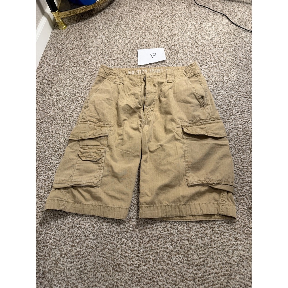 Nautica Jeans Co Mens Khaki Tan Ripstop Cargo Shorts Size 30 Cotton Utility